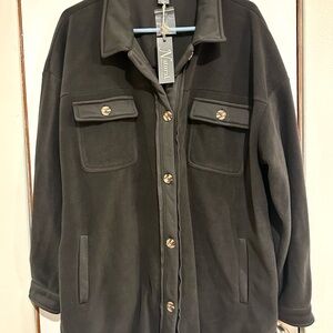 Natural Reflections Bass Pro Dark Gray Polar Fleece Button-Up Shirt Jacket XL